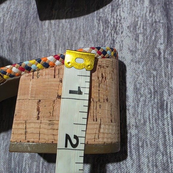 Anne Klein Beae Woven Wedge SandalsMulticolored Strappy Cork Heel Buckle 6 1/2 - Picture 10 of 14
